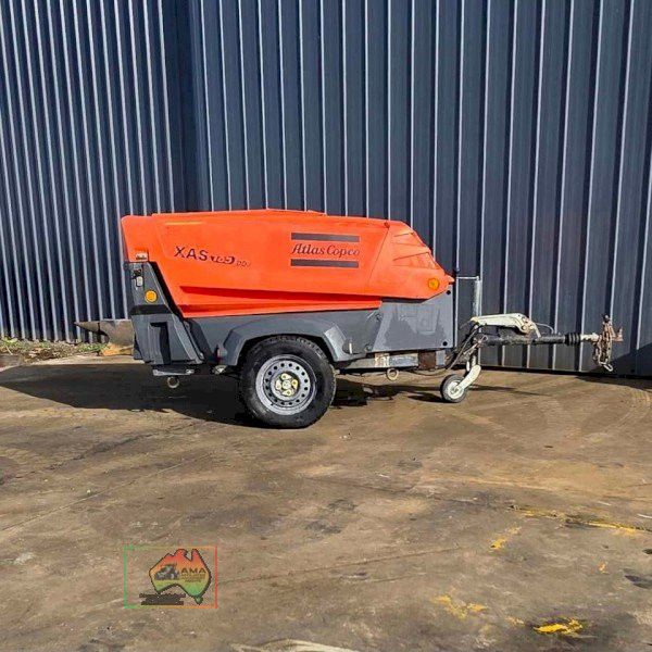 (9820) Atlas Copco XAS 185 Aftercooled Diesel Air Compressor + Blowgun & 20m ¾″ Hose